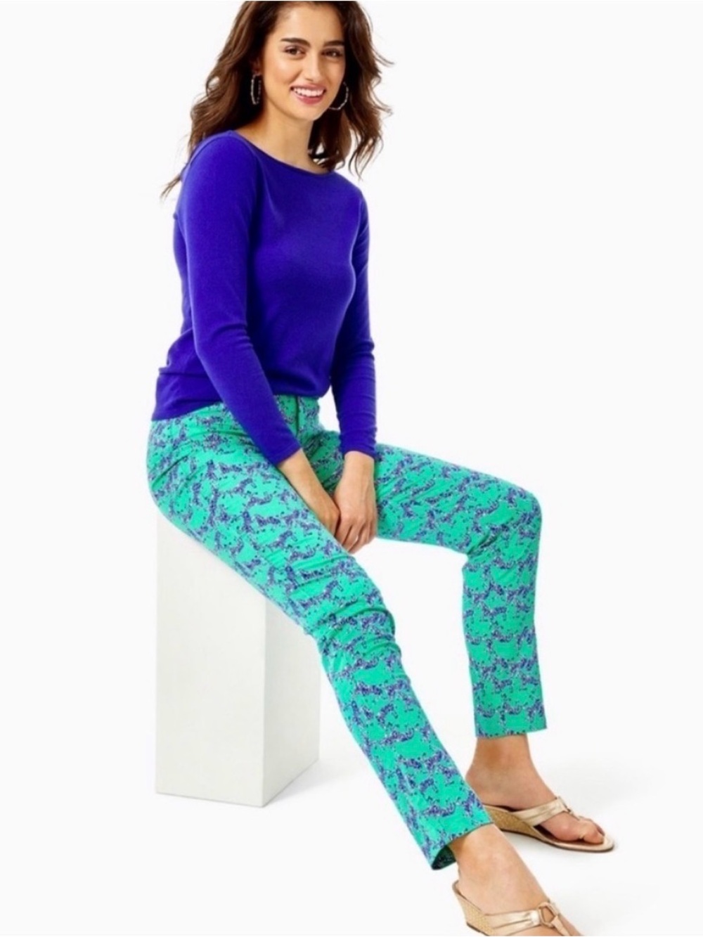 NWOT Lilly Pulitzer Green and Purple Heebee Zeebee Pants